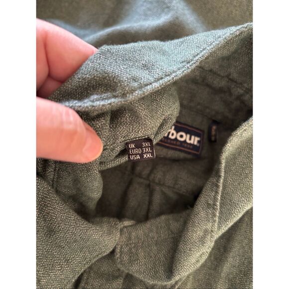 BARBOUR Men’s Long Sleeve Tailored Fit Flannel Shirt Green Size XXL Button Down - Picture 5 of 10